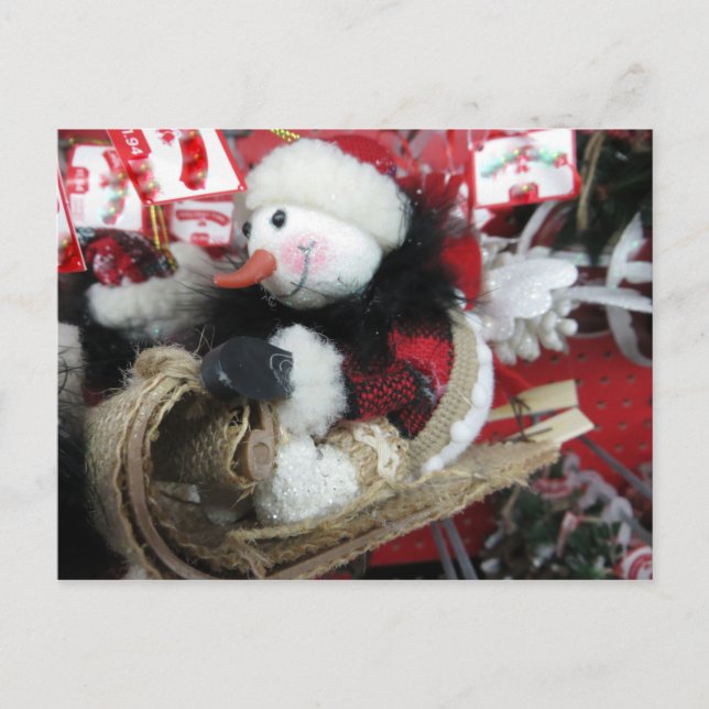 Sledding Snögubbe Vykort (Framsida)