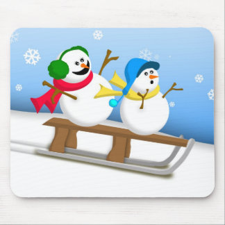 Sledding snögubbear Mousepad Musmatta