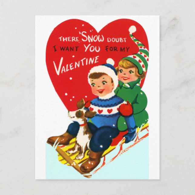 Sleddin'Valentine Helg Vykort (Framsida)