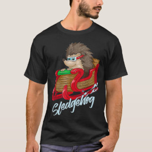 Sledgehog Funny Hedgehog Sleigh Pet jul Gif T Shirt