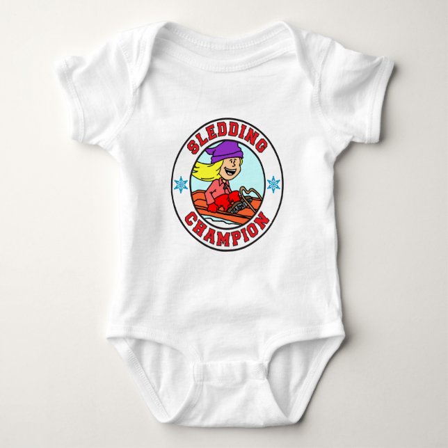 Sleding Champion Tecknad Girl Tee (Framsida)