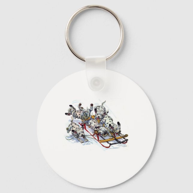 Sleding Dalmatiska Valper Nyckelring (Framsida)