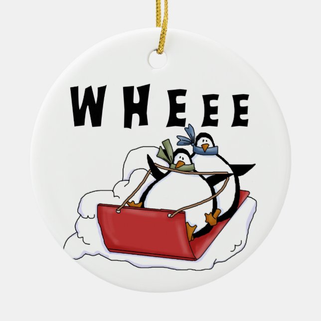 Sleding Penguins Helgdag Ornament (Framsidan)