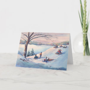 SLEDS, KIDS & SNÖ av SHARON SHARPE Helgkort