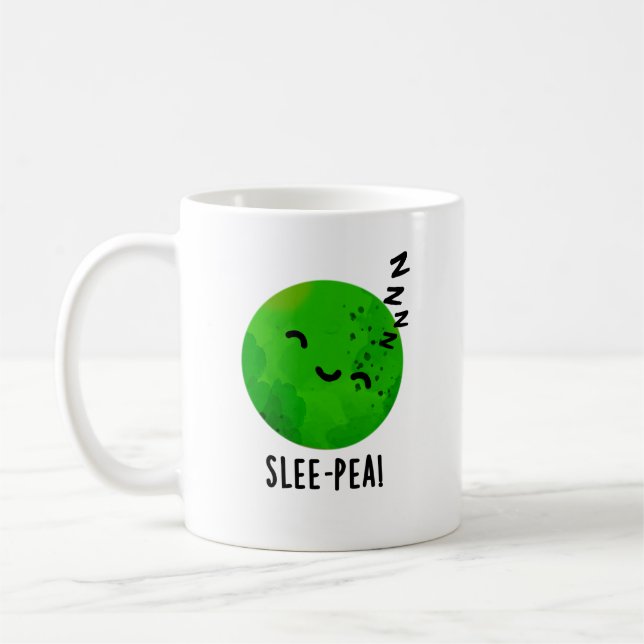 Slee-pea Funny Sleeping Pea Pun Kaffemugg (Vänster)