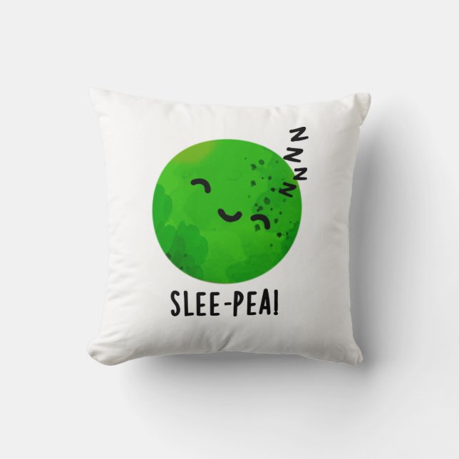 Slee-pea Funny Sleeping Pea Pun Kudde (Framsida)