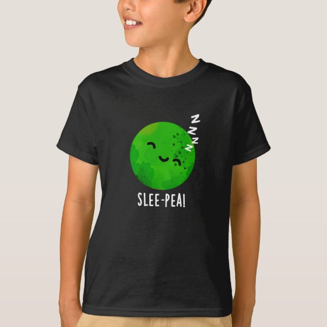 Slee-pea Funny Sleeping Pea Pun Mörk BG T Shirt (Framsida)