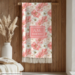 Sleek Alkoholblush och Guld Trendig Monogram Fleecefilt
