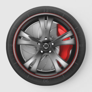Sleek Alloy Spin - Modern Tävla WheArt Stor Klocka