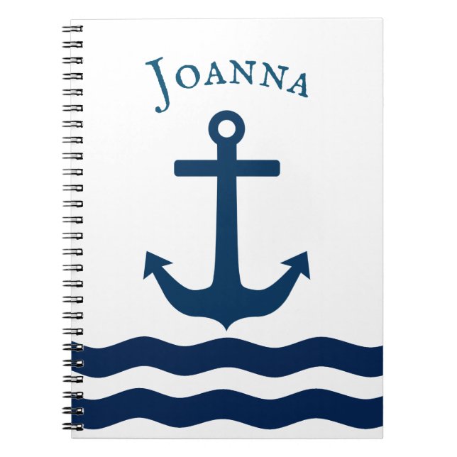 Sleek Anchor Nautical Anpassningsbar Anteckningsbok (Framsidan)