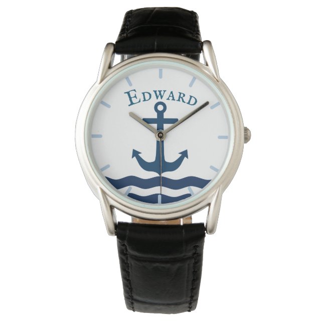 Sleek Anchor Nautical Anpassningsbar Armbandsur (Framsida)