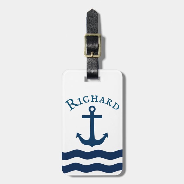 Sleek Anchor Nautical Anpassningsbar Bagagebricka (Vertikal Framsida)