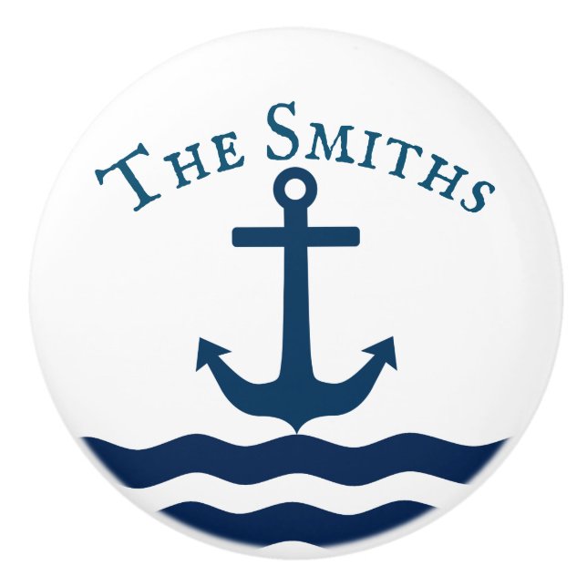 Sleek Anchor Nautical Anpassningsbar Knopp (Framsidan)