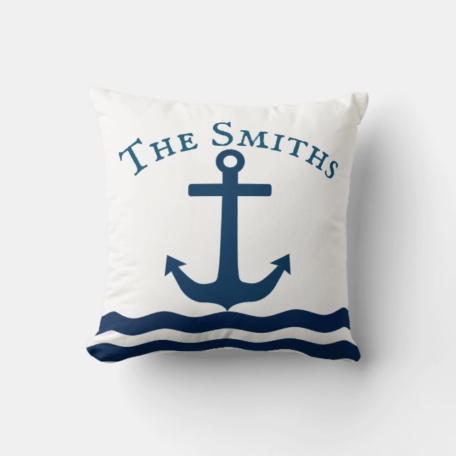 Sleek Anchor Nautical Anpassningsbar Kudde (Framsida)