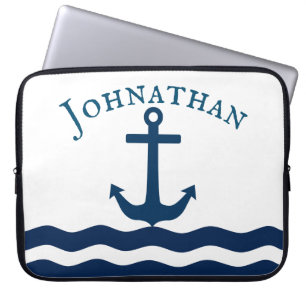 Sleek Anchor Nautical Anpassningsbar Laptop Fodral
