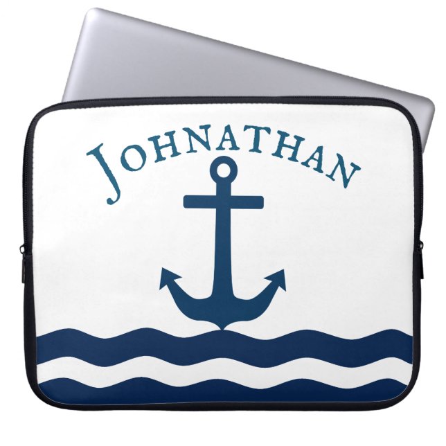 Sleek Anchor Nautical Anpassningsbar Laptop Fodral (Framsidan)