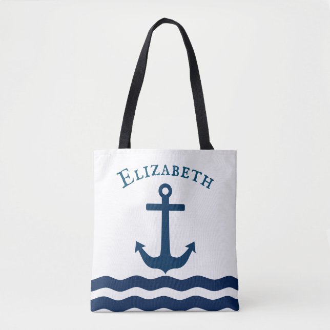 Sleek Anchor Nautical Anpassningsbar Tygkasse (Framsida)