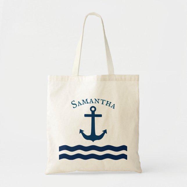 Sleek Anchor Nautical Anpassningsbar Tygkasse (Framsidan)