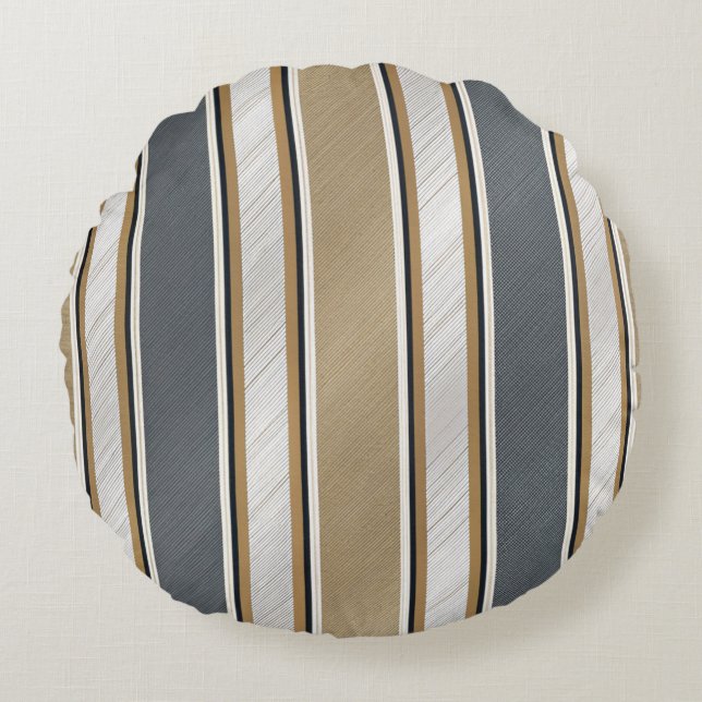 Sleek and Modern Stripe Pattern Rund Kudde (Framsidan)