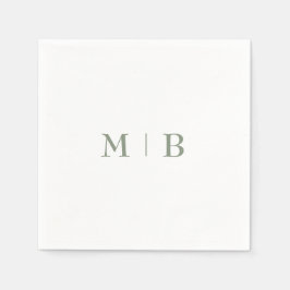Sleek and Simple Sage Monogram Bröllop Cocktail II Pappersservett