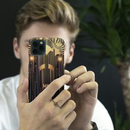 Sleek Art Deco Guld Rain Black Monogram eller Namn