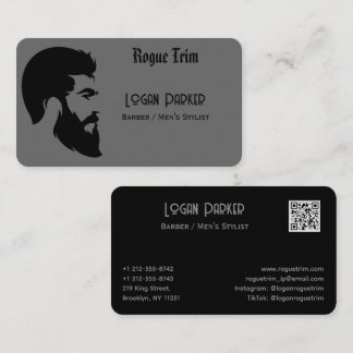 Sleek Black Barber Men's Stylist Minimalist Visitkort