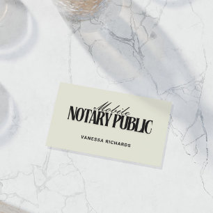Sleek Black & Beige Mobile Notary Public QR-kod Visitkort