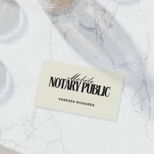 Sleek Black & Beige Mobile Notary Public QR-kod Visitkort (Skapare uppladdad)