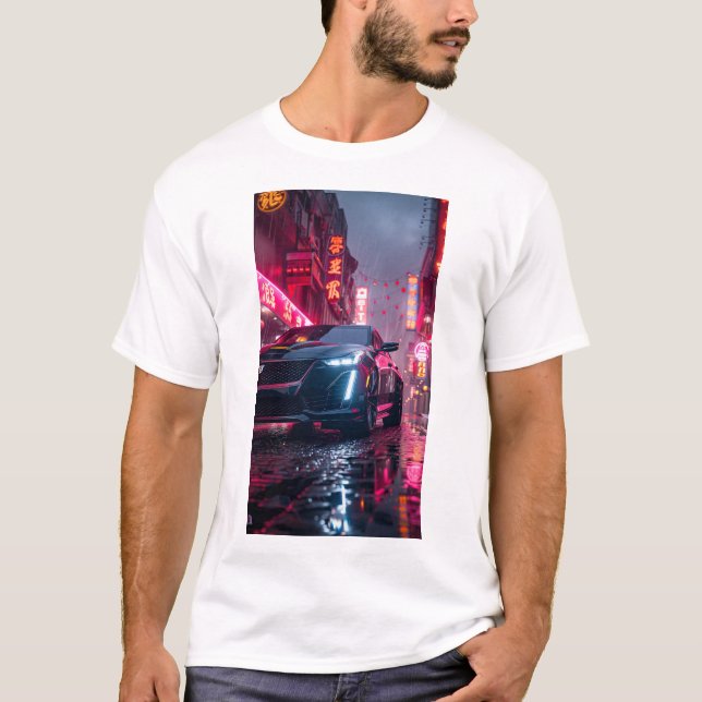 Sleek Black Cadillac CT5 Car Tapet T-Shirt (Framsida)