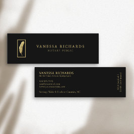 Sleek Black & Guld Feather Photo QR-kod Notary Mini Visitkort