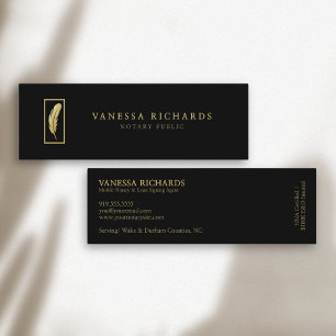 Sleek Black & Guld Feather Photo QR-kod Notary Mini Visitkort