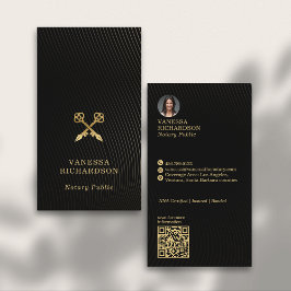 Sleek Black & Guld Vågigt Skeleton Nyckel Notary Q Visitkort