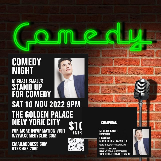 Sleek Black, Komiker, Comedy Klubb Advertising Flygblad (Skapare uppladdad)
