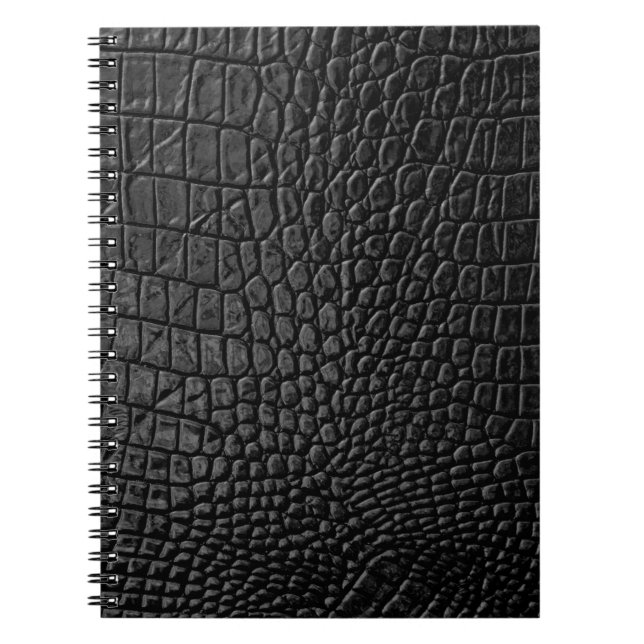 Sleek Black: Leather Struktur Elegance Anteckningsbok (Framsidan)