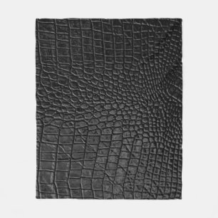 Sleek Black: Leather Struktur Elegance Fleecefilt