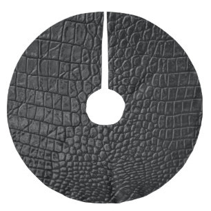 Sleek Black: Leather Struktur Elegance Julgransmatta Borstad Polyester
