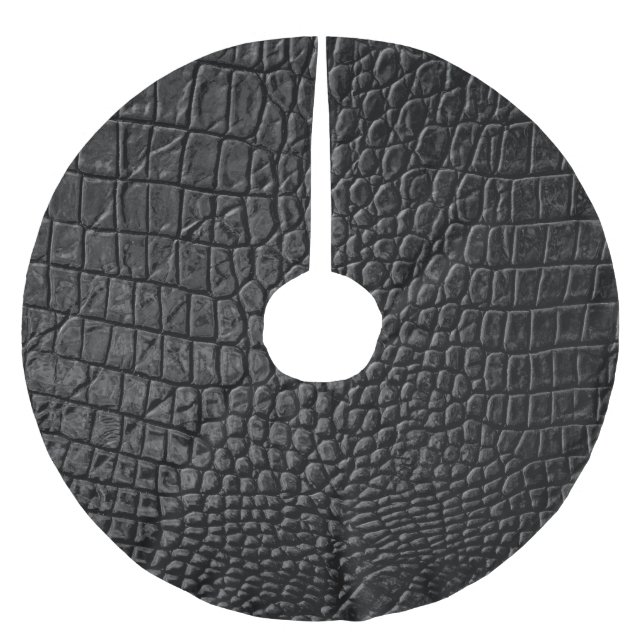 Sleek Black: Leather Struktur Elegance Julgransmatta Borstad Polyester (Framsidan)