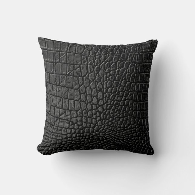 Sleek Black: Leather Struktur Elegance Kudde (Framsida)