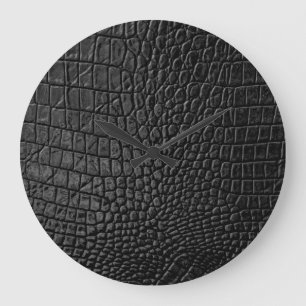 Sleek Black: Leather Struktur Elegance Stor Klocka