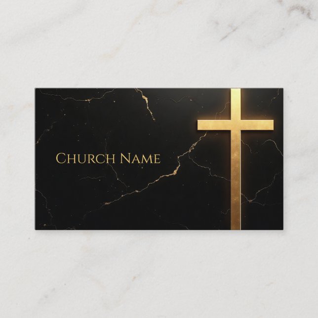 Sleek Black Marble med Golden Kor Visitkort (Framsida)