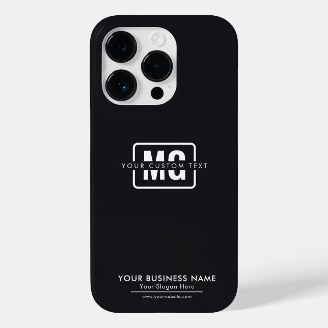 Sleek Black Monogrammed Business Identity Giveaway (Baksida)