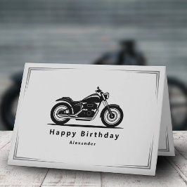Sleek Black Motorcycle Silhouette Birthday Card Kort