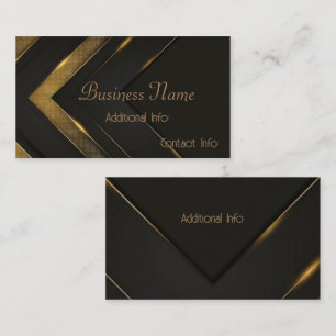 Sleek Black och Guld Chevron Visitkort