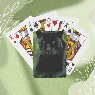Sleek Black Panther Cat med Grönt Öga Casinokort