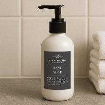Sleek Black Personlig Monogram Hand Soap etikett