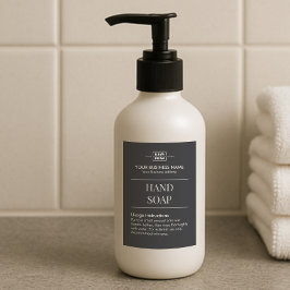 Sleek Black Personlig Monogram Hand Soap etikett