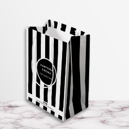 Sleek Black & White Stripes Small Business Brand