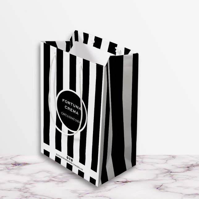 Sleek Black & White Stripes Small Business Brand (Skapare uppladdad)
