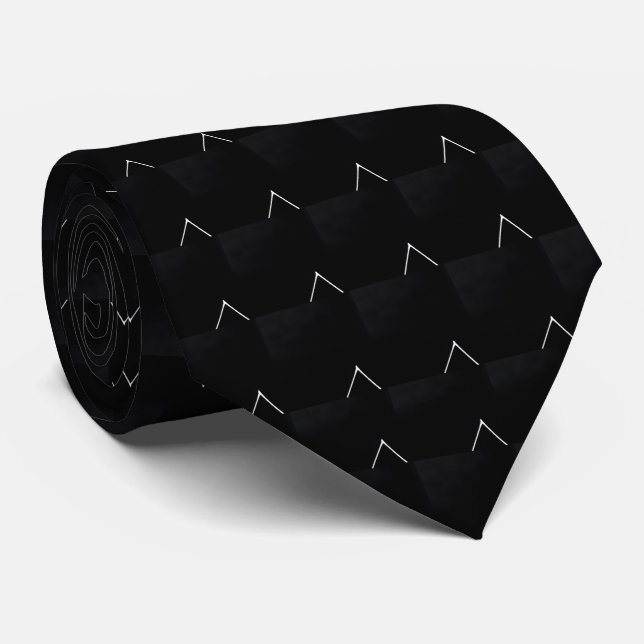 Sleek Black White V Mönster Neck Tie Slips (Rullad)