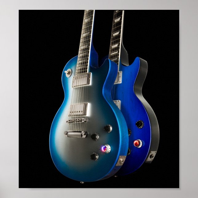 Sleek Blue Electric Guitars Poster (Framsidan)